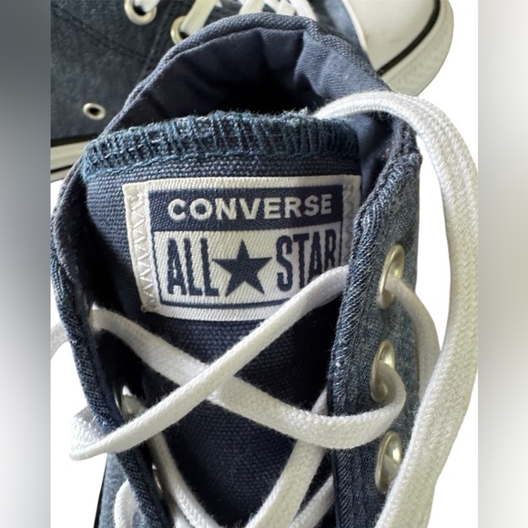 Converse Chuck Taylor All Star Mid-Top 563448F Blue Denim Pink Star Womens Sz 8 - Picture 3 of 9
